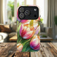 Tulip Glow Tough iPhone Magnetic Case, Floral Design, Spring Gift, Durable Protection, Smartphone Accessories, MagSafe Accessories, Stained Glass Tulip Gift