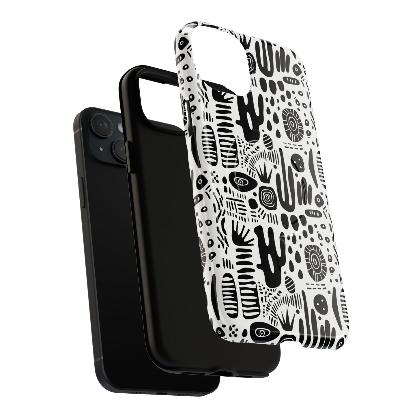 Abstract Monochrome Tough Magnetic iPhone Cases, Stylish Phone Cover, Durable Phone Protector, Modern Tech Accessories, Unique Gift Ideas