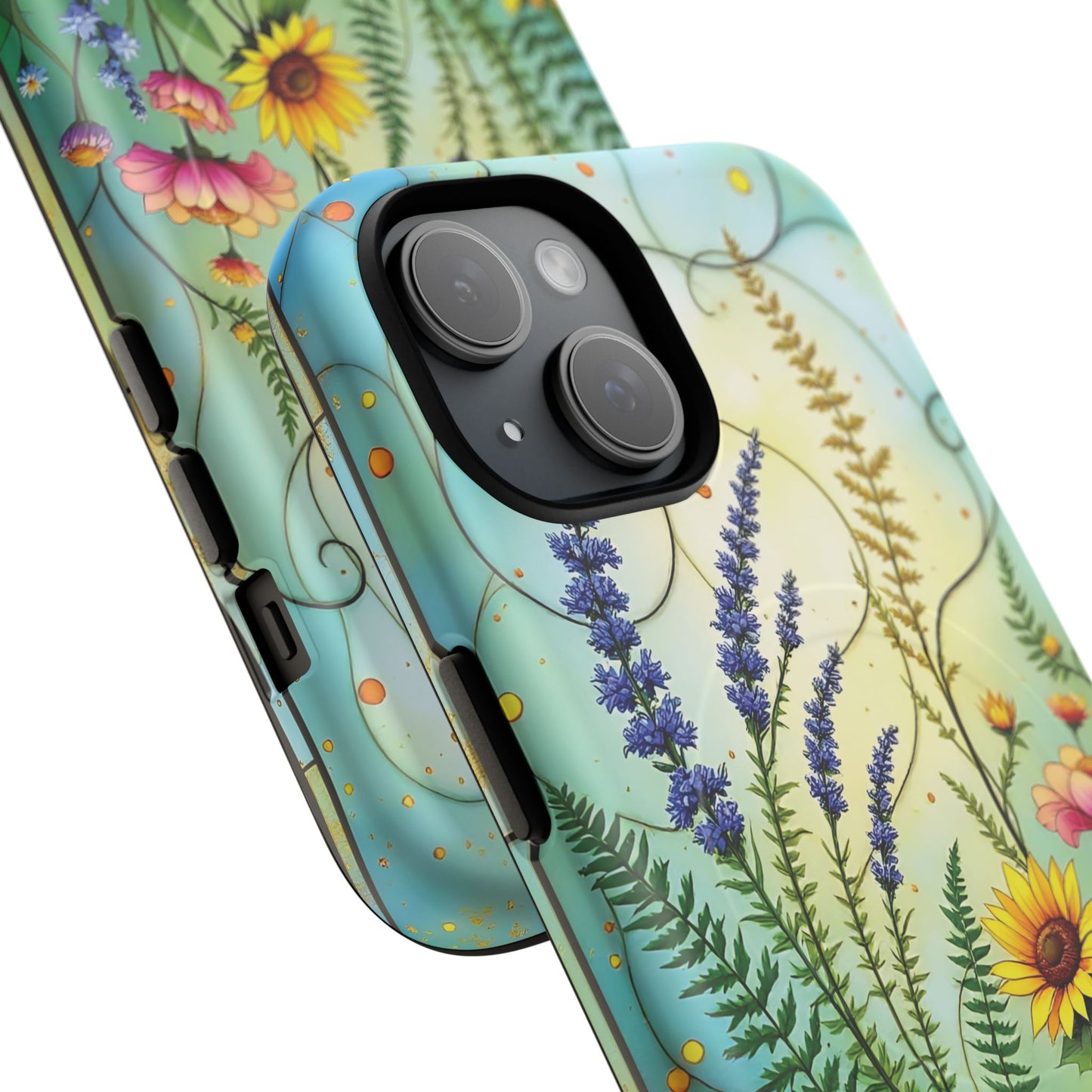 Floral Stained Harmony Glass Tough Magnetic Phone Case | Nature Inspired Design | Durable Protection | Gift for Nature Lovers | Spring Vibe