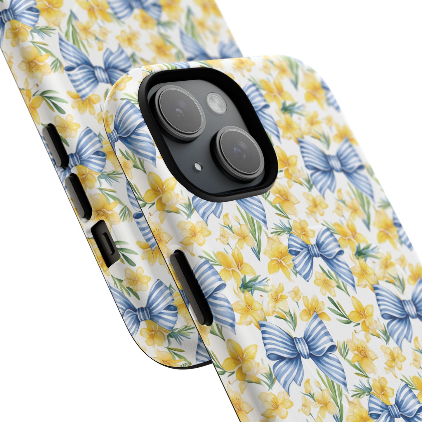 Sunshine Blue Coquette Bows Tough iPhone Magnetic Case for iPhones, Cute iPhone Cover, Spring Gift, Durable Case, Custom iPhone Protection