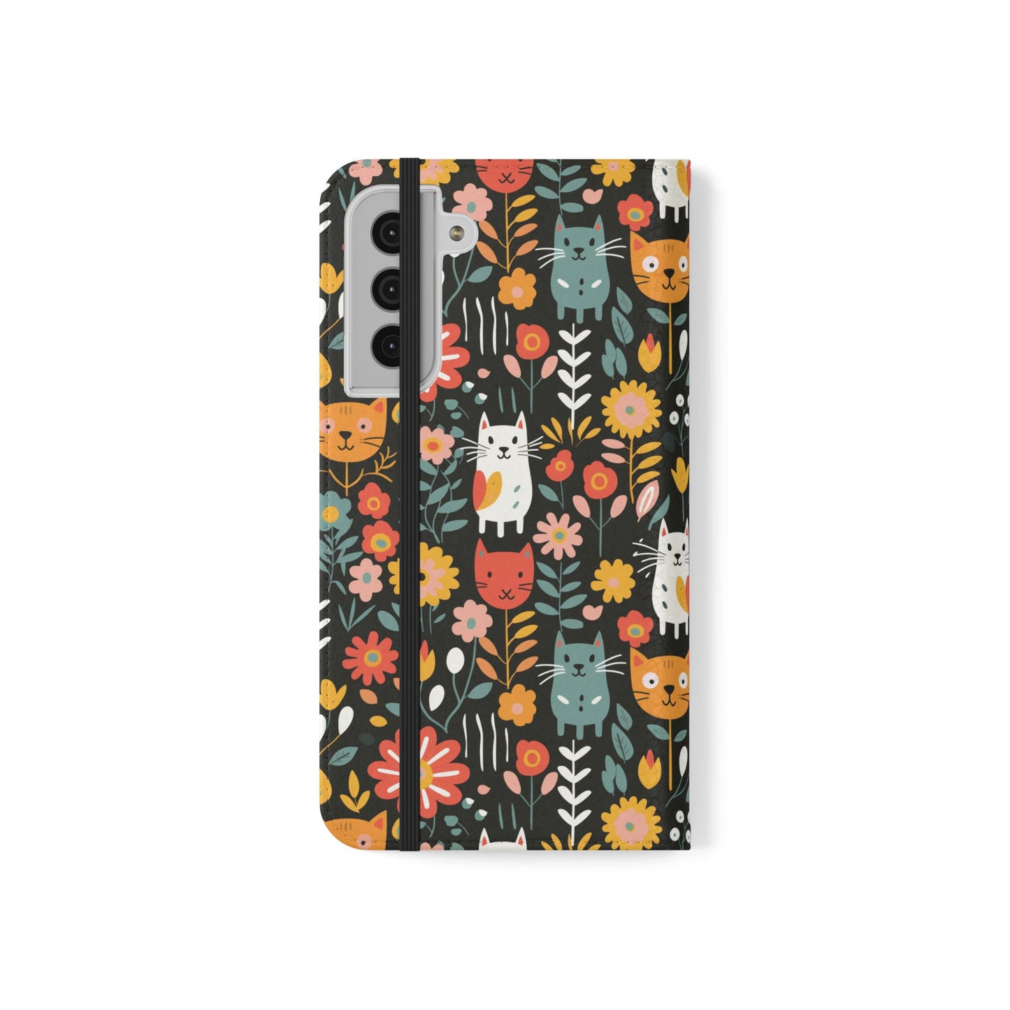 Whimsical Feline Garden iPhone and Samsung Flip Cases