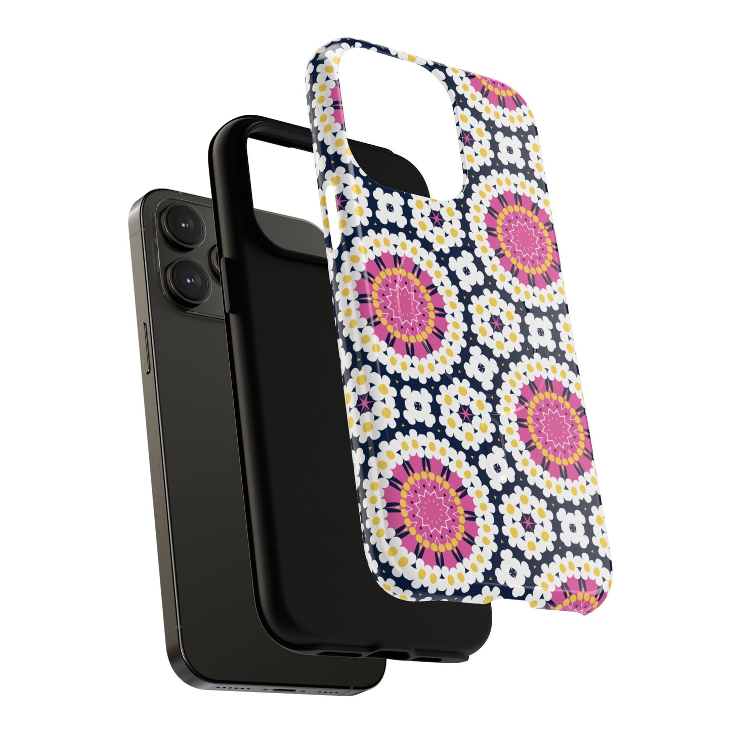 Petal Prism Pop Tough Magnetic iPhone Case, Tough Protection, Unique Design, Gift for Her, iPhone Accessories, Boho Style, Floral MagSafe Accessory.
