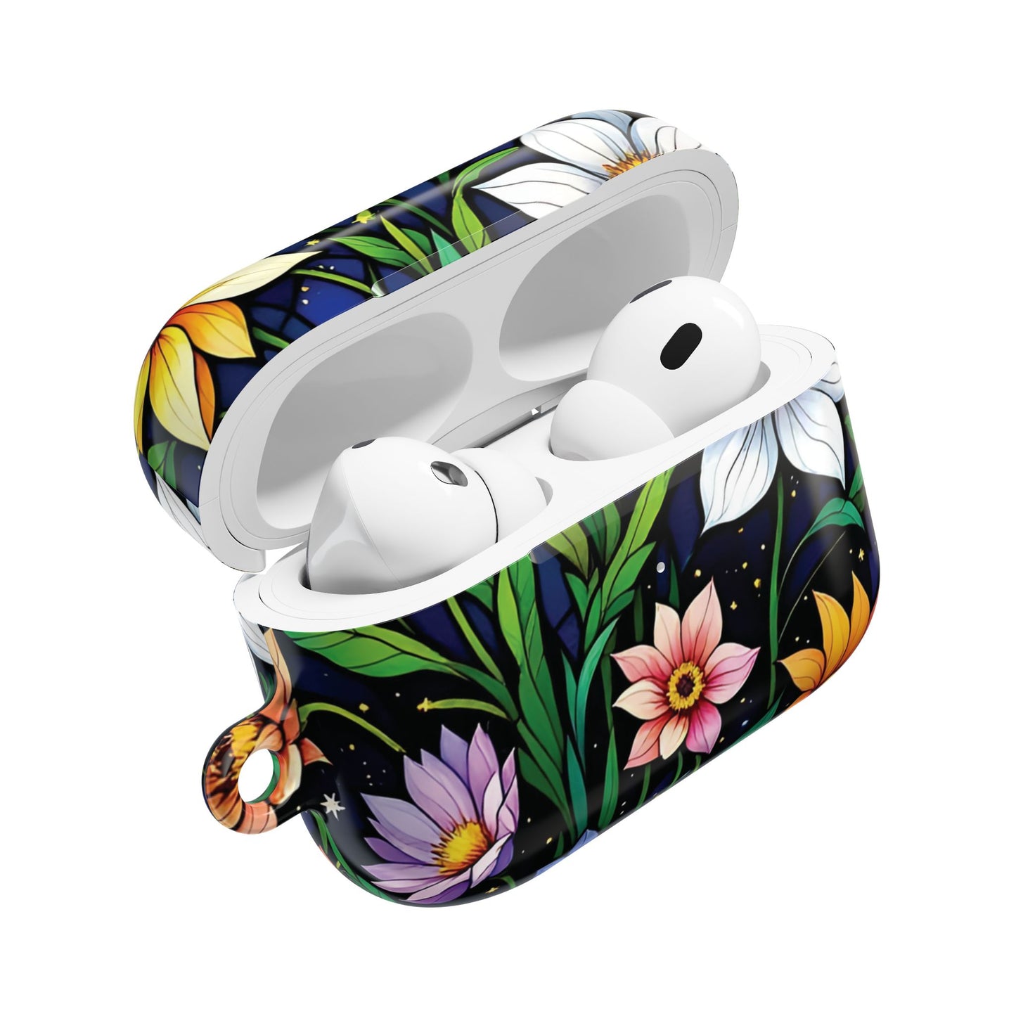 Flower Garden Stained Glass AirPod Case — Colorful Garden Protective Cover- Airpods Pro Gen 1 and 2, Gen 1 to 4.