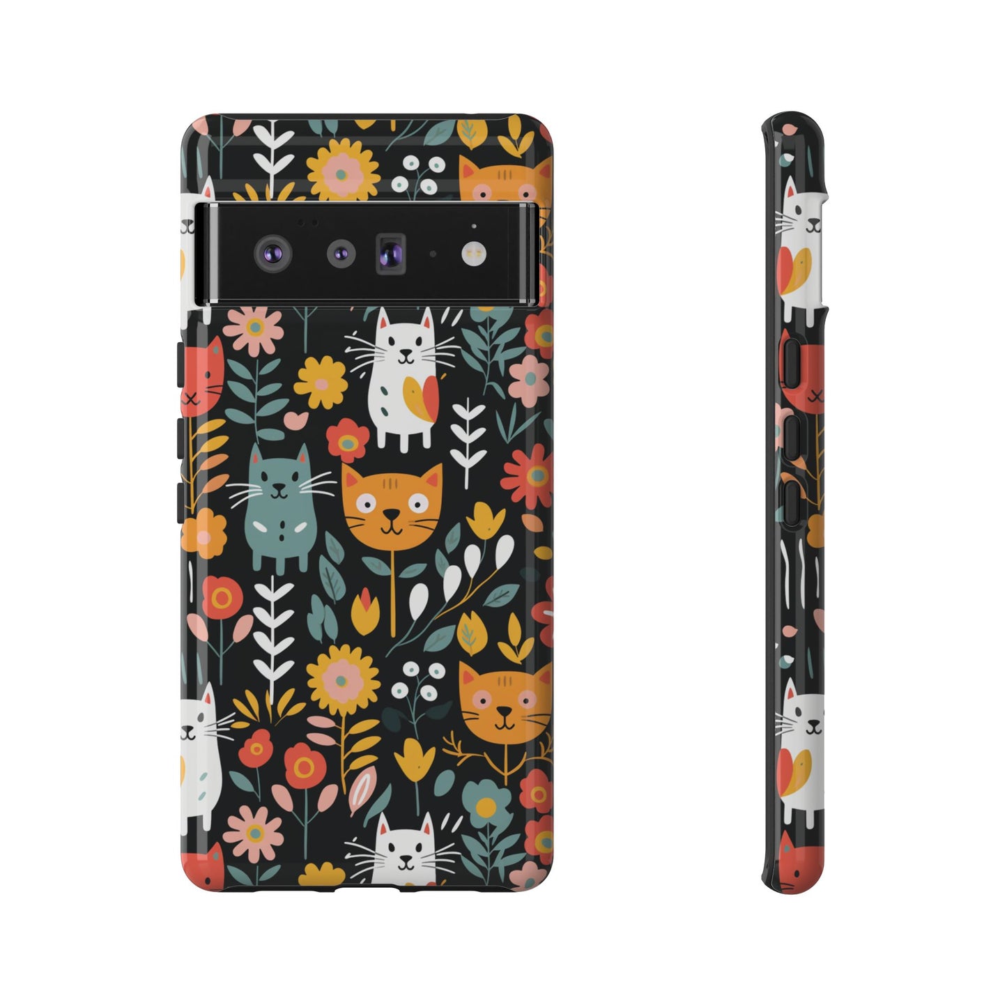 Whimsical Feline Garden iPhone, Samsung or Google Pixel Tough Cases