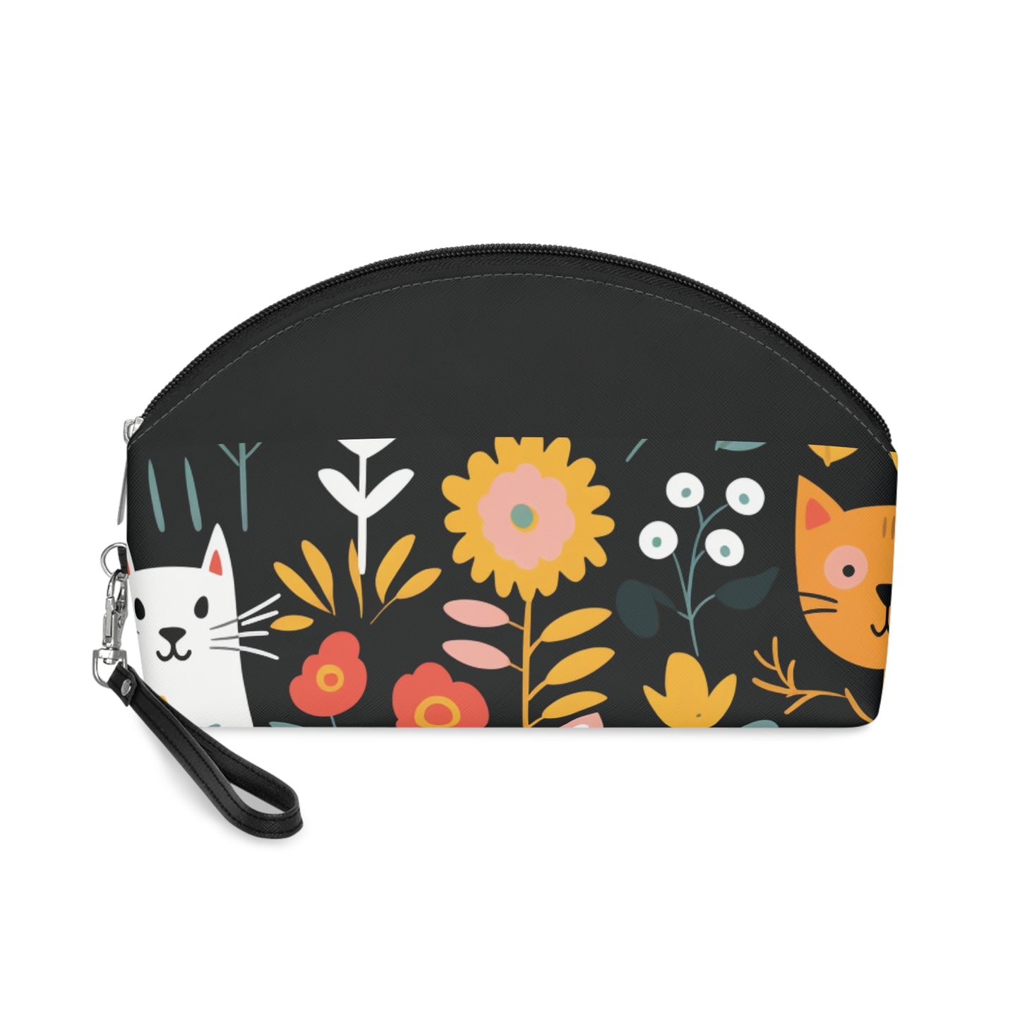 Whimsical Feline Garden Makeup Bag