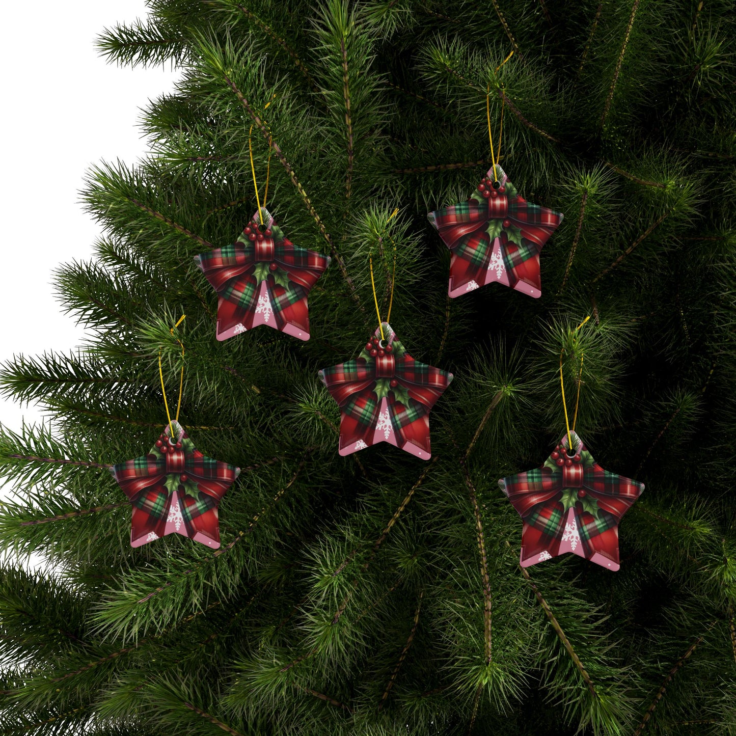 Corquette Bow Ceramic Ornaments, 2-Side Print, (1pc, 3pcs, 5pcs, 10pcs)