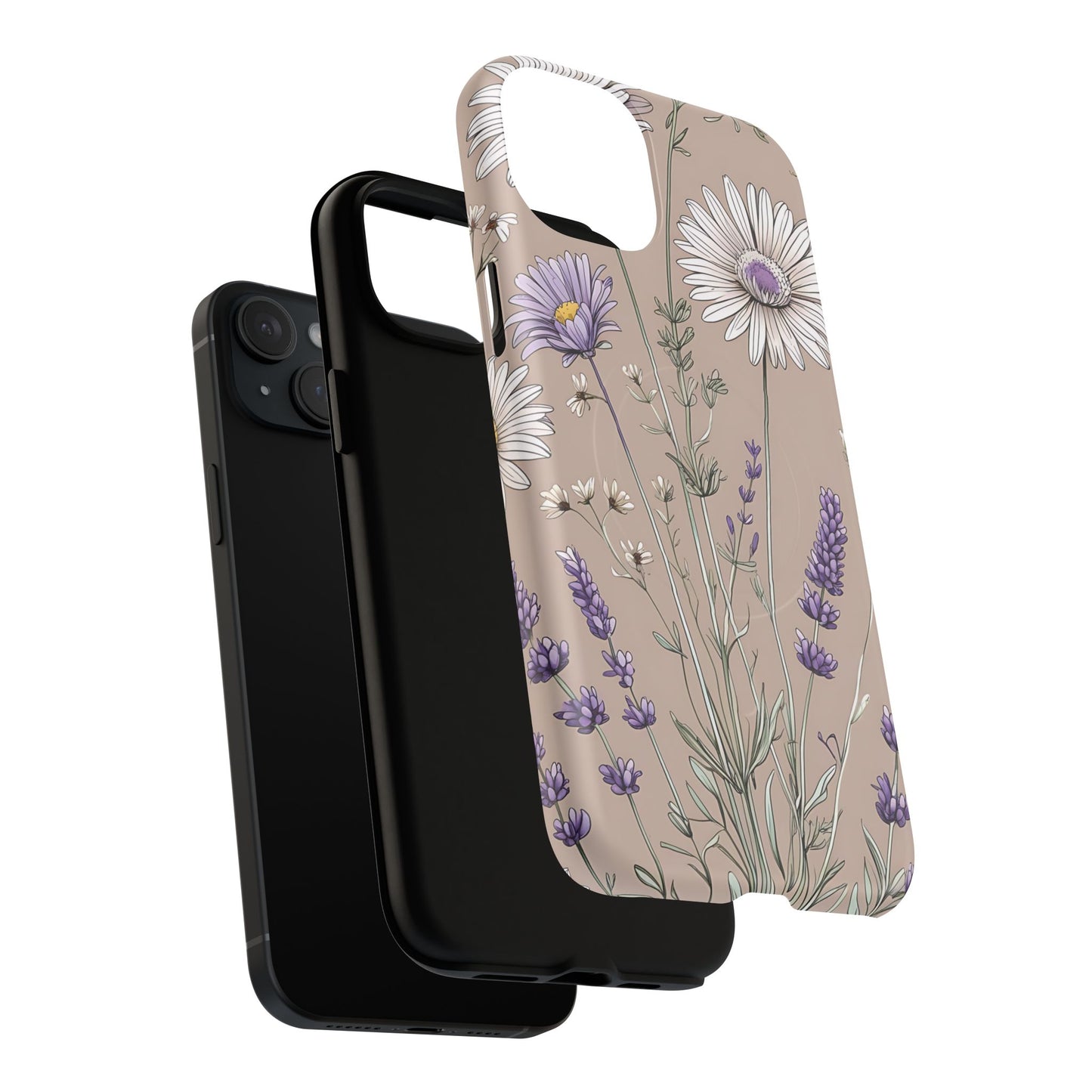 Lavender Floral Tough Magnetic Phone Case | Durable Protective Cover, Flower Design, Gifts for Her, Phone Accessories, Nature Lover