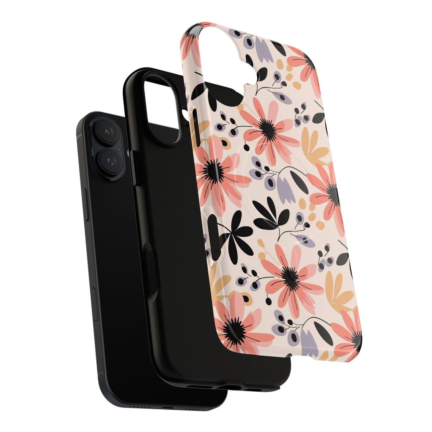 Stylish Soft Petal Noir iPhone Case, Floral iPhone Accessory for Her, Tough iPhone Magnetic Cases, Trendy iPhone Cover, Gift for Friends, Summer Vibes