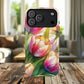 Tulip Glow Tough iPhone Magnetic Case, Floral Design, Spring Gift, Durable Protection, Smartphone Accessories, MagSafe Accessories, Stained Glass Tulip Gift