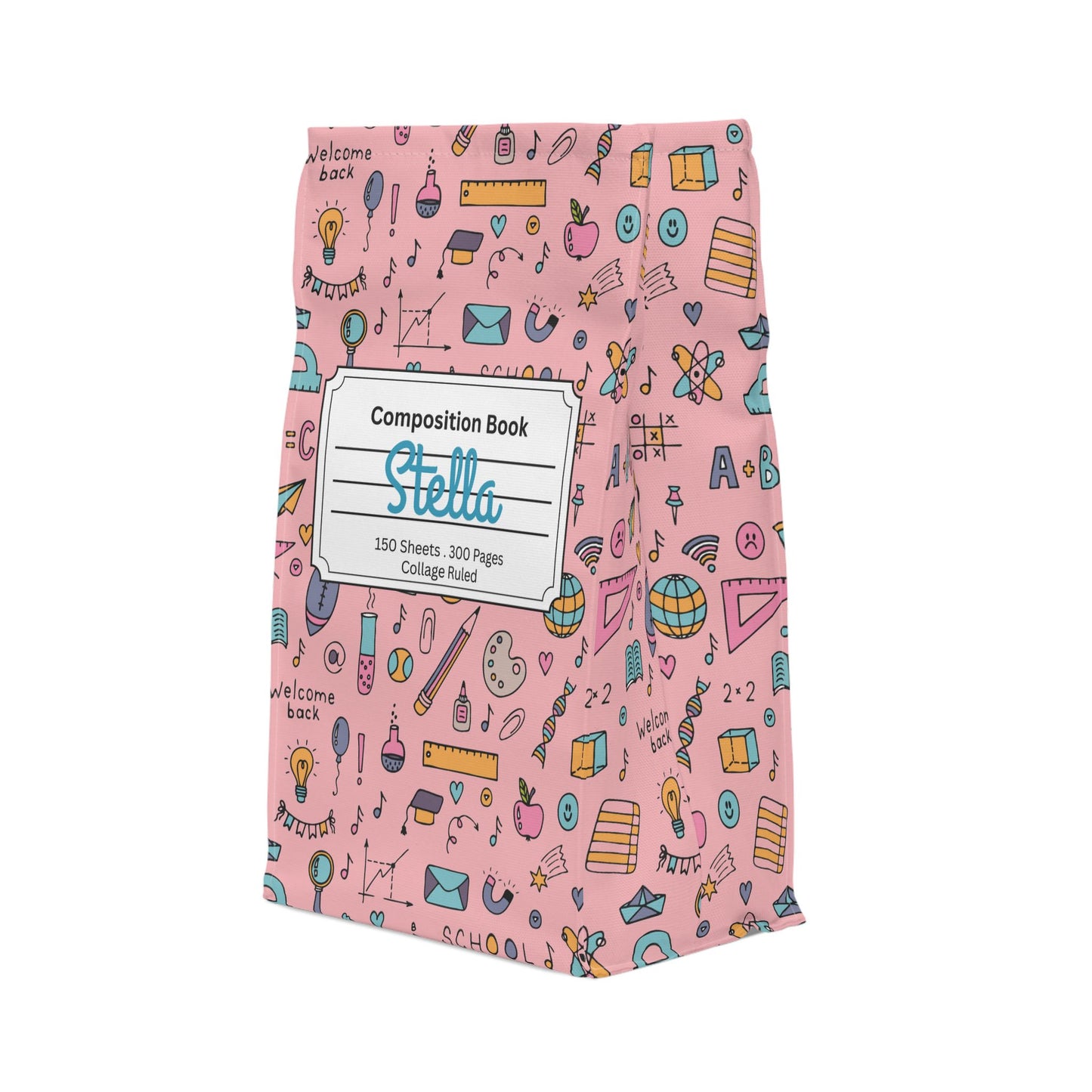 Custom Pink Chalkboard Chic Composition Book Inspired Stylish Polyester Lunch Box for Kids - Perfect for School, Picnics, or Snacks | Personalized ABC Design, Back to School, Family [...]