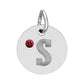 Engraved Birthstone Circle Charm — Personalized Initial Pendant.