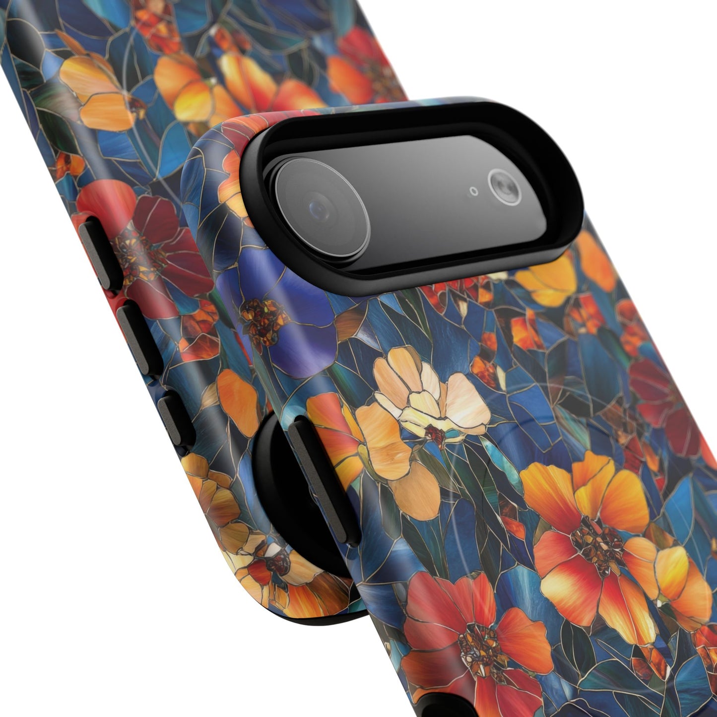 Cathedral Petals Tough Magnetic iPhone Case, Durable, Stylish, Unique Floral Design, Gifts for Her, Birthday, Everyday Use, Stained Glass iPhone Case.