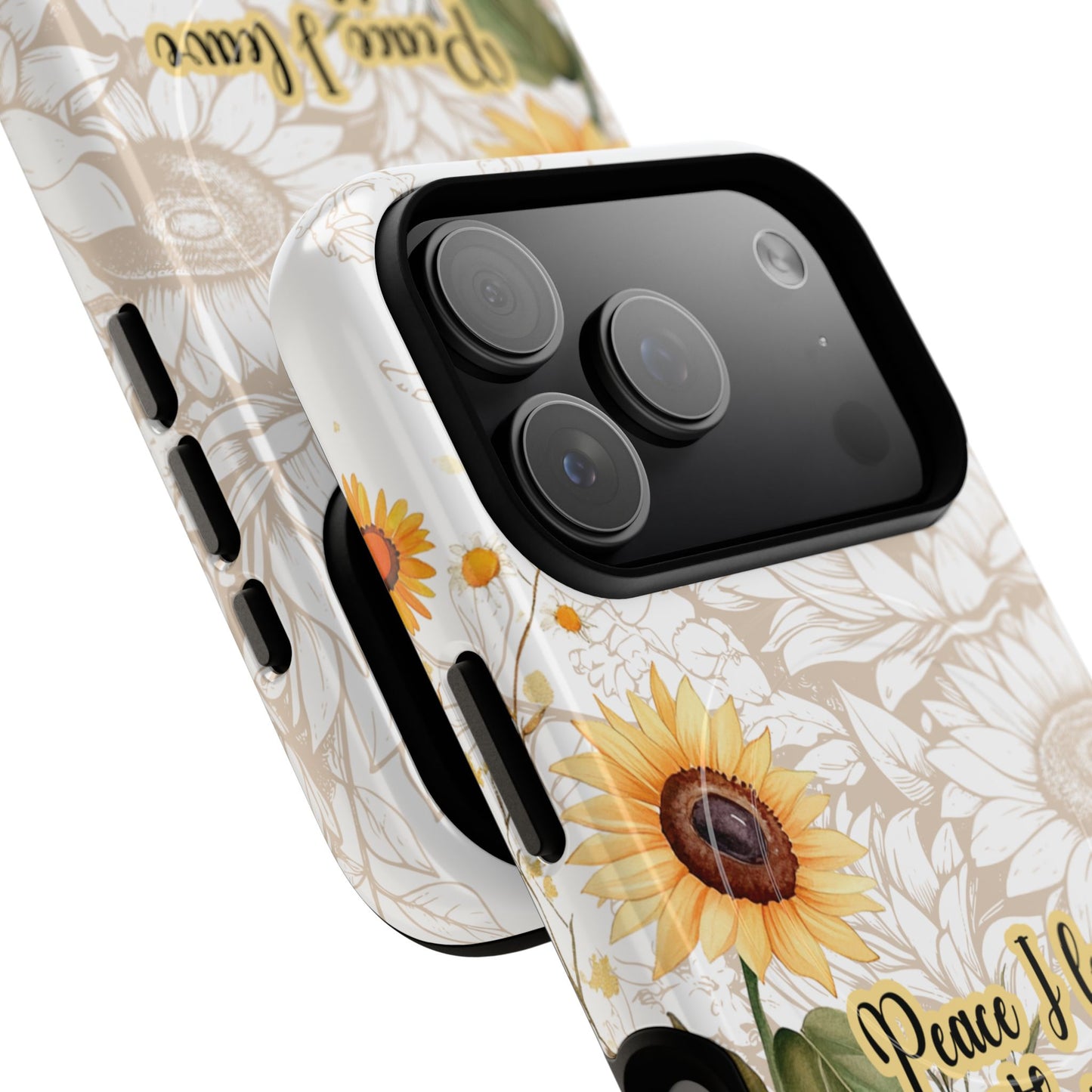 Peace I Leave with You John 14:27,  Inspirational Gift, Tough iPhone Magnetic Case  Scripture, Sunflower Bible Verse, MagSafe® iPhone® Tough Case, iPhone 14, iPhone 15, iPhone 16, Pro, Pro Max, Plus