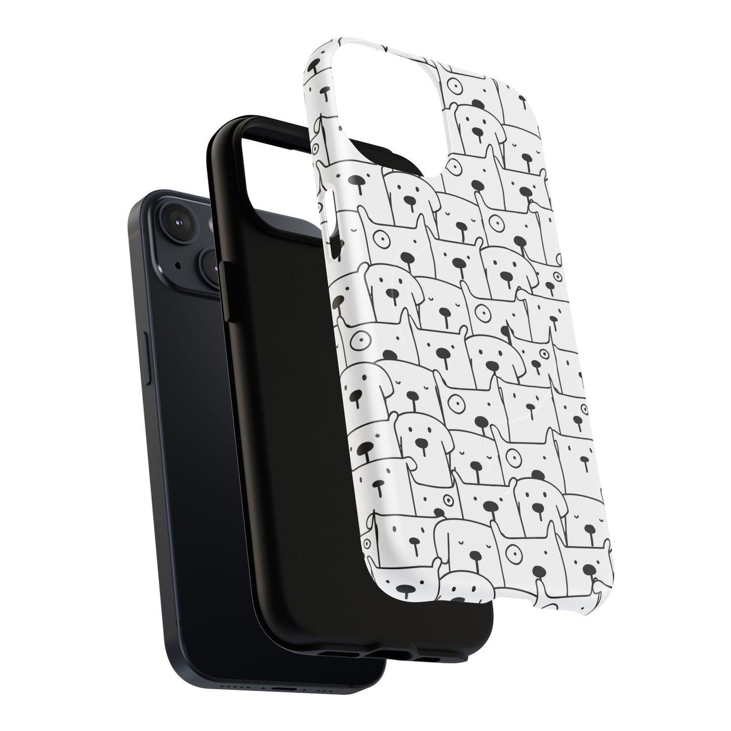 Cute Woof Line-Up iPhone Case, Tough Magnetic Case for Pet Lovers, Stylish Phone Accessory, Gift for Dog Owners, Protective Pet Case