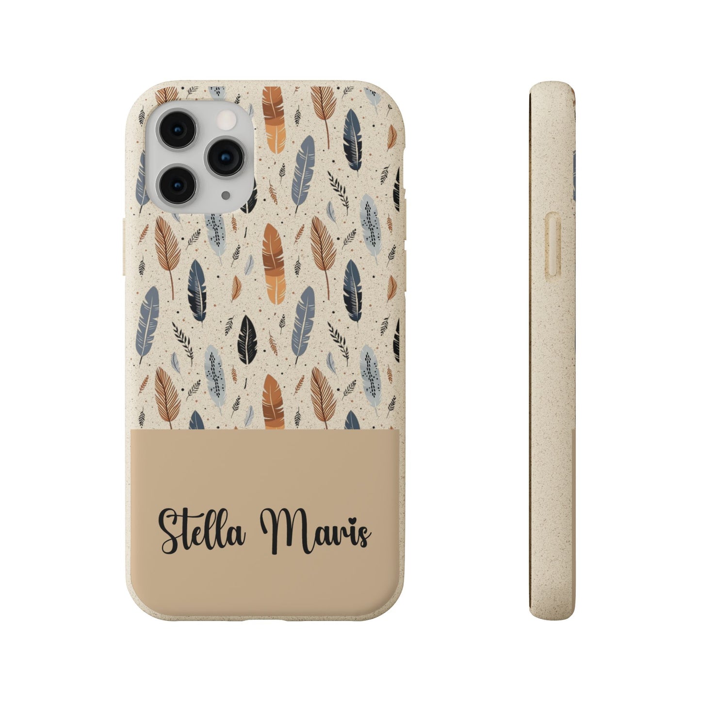 Personalized Whispering Feathers Samsung Biodegradable Case, Custom Name Case.