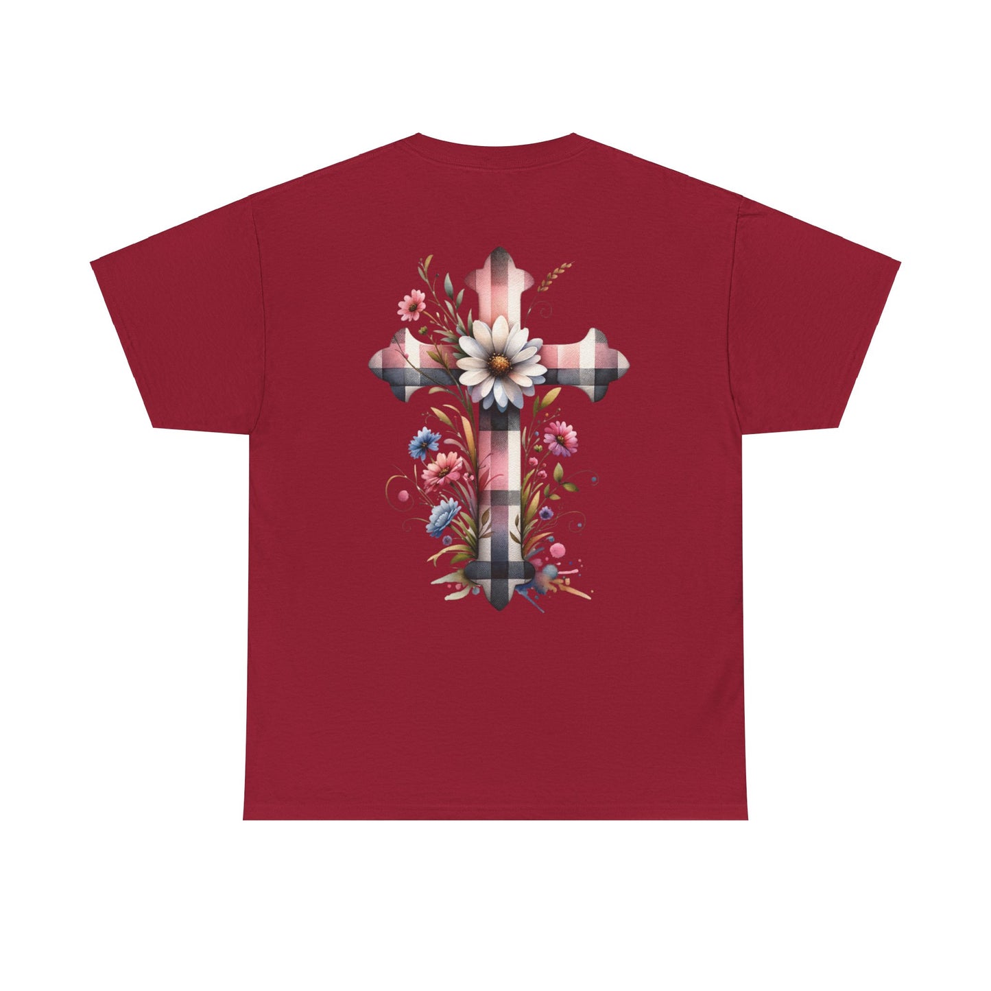 Faith and Floral Cross Unisex Heavy Cotton Tee