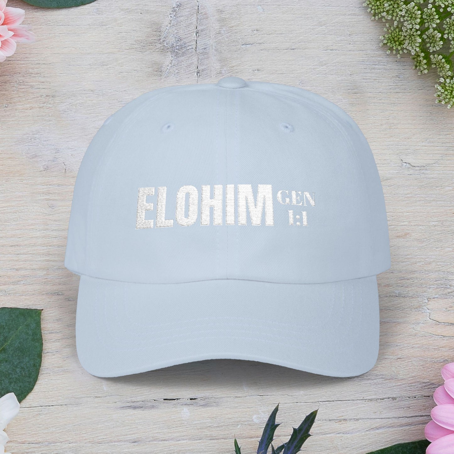 Classic Embroidery Dad Cap with 'ELOHIM, GENESIS 1:1' - Faith-Based Hat, Casual Wear, Gift for Dad, Christian Accessory, Summer Fashion