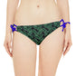 Black Tropical Bliss Loop Tie Side Bikini Bottom (AOP)