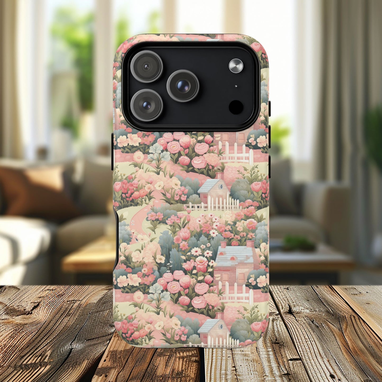 Pastel Garden Haven Tough iPhone Magnetic Case, Durable Protection, Flower Design, Gift for Her, Birthday, ,Phone Accessory, Spring Decor