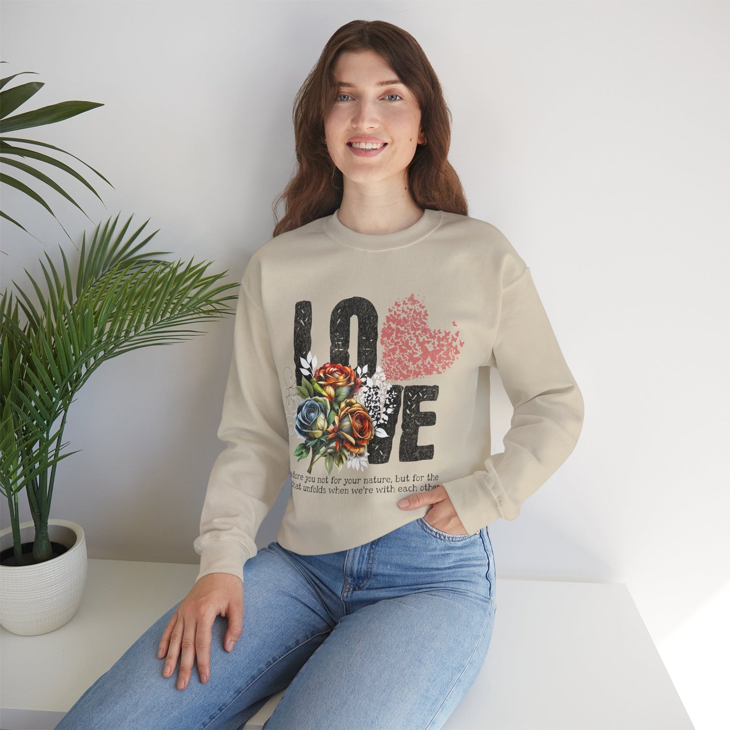 Love Always Gildan Crewneck Sweatshirt - Floral Design for Couples