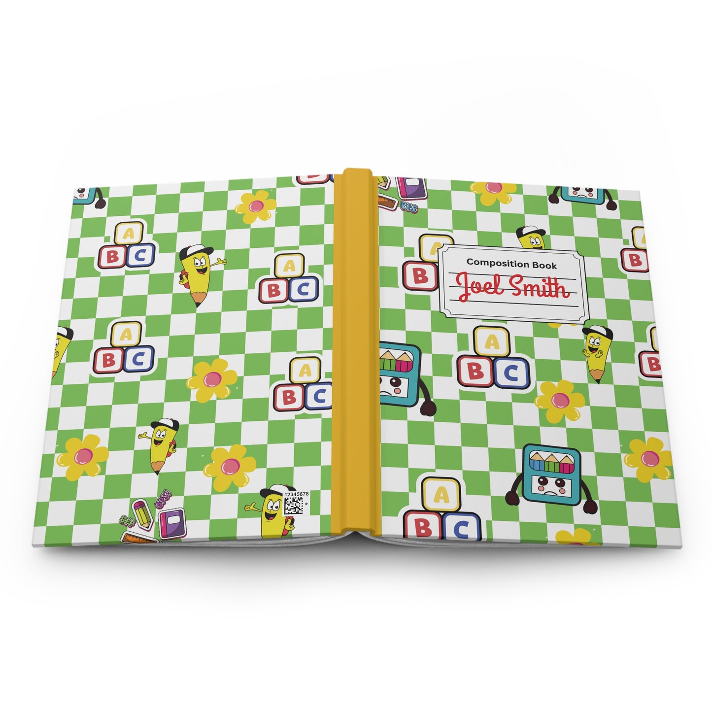 Custom Green SchoolYard Chic Composition Book Inspired Ruled Hardcover Journal for Kids, Fun School Notebook, Customizable Composition Book, Back to School Gift, Learning Organizer