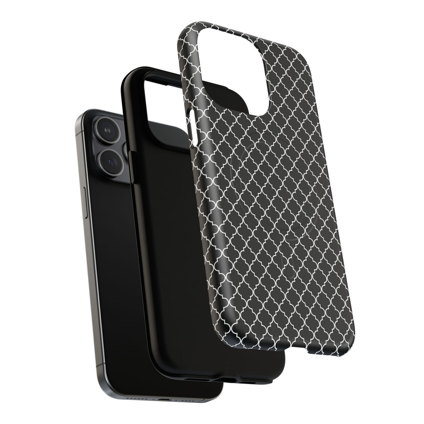 Noir Mosaic Tough iPhone Magnetic Case, Geometric Patterned Case, Durable iPhone Cover, Unique Tech Accessories, Perfect Gift for Him/Her