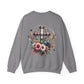 Faith and Floral Cross Unisex Heavy Gildan Blend™ Crewneck Sweatshirt.