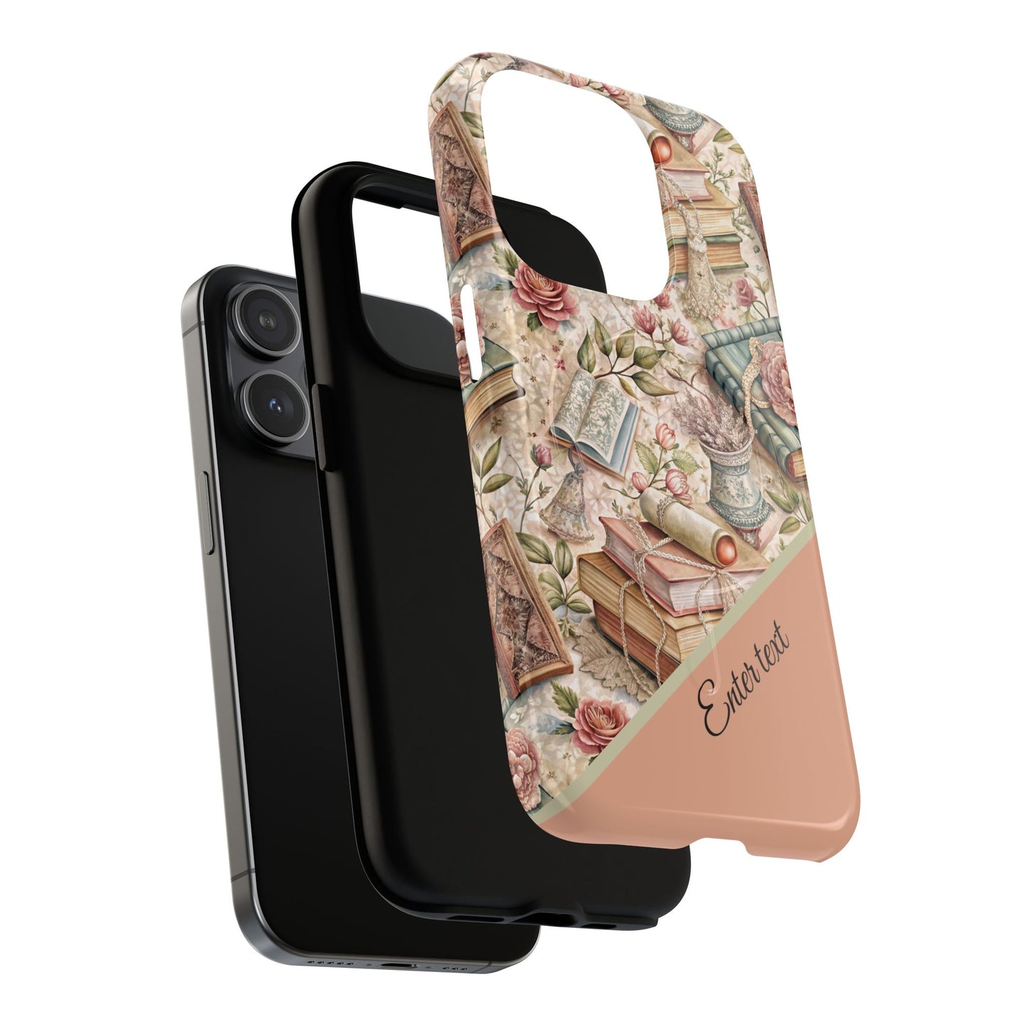 Persoonalized Vintage Book Lover's Tough Magnetic iPhone Case, Literary Gifts, Floral Design, Bookish Aesthetic, Unique Gift for Readers, Protective Case