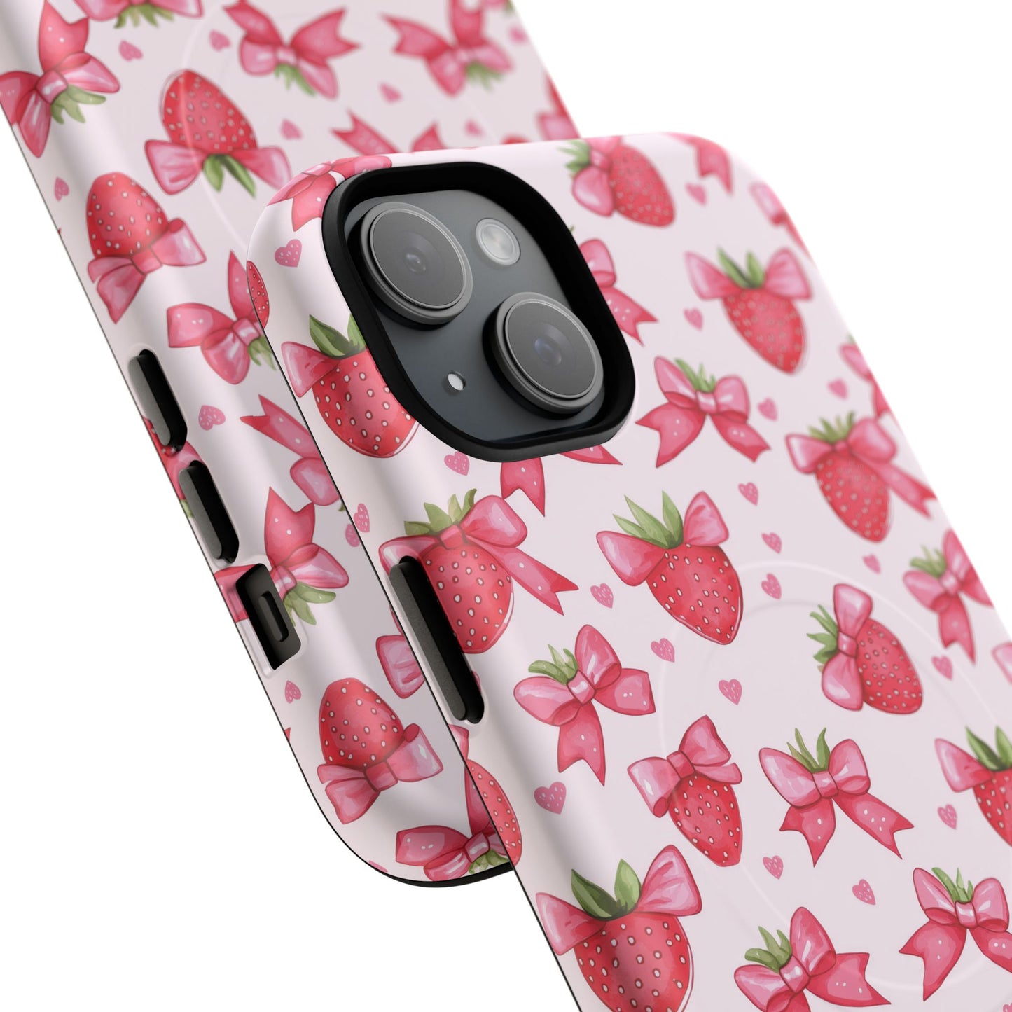 Strawberry Coquette Sweetheart Magnetic iPhone Case, Cute iPhone Cover, Gift for Her, Floral Tech Accessory, Stylish Protection, Mother's Day Gift