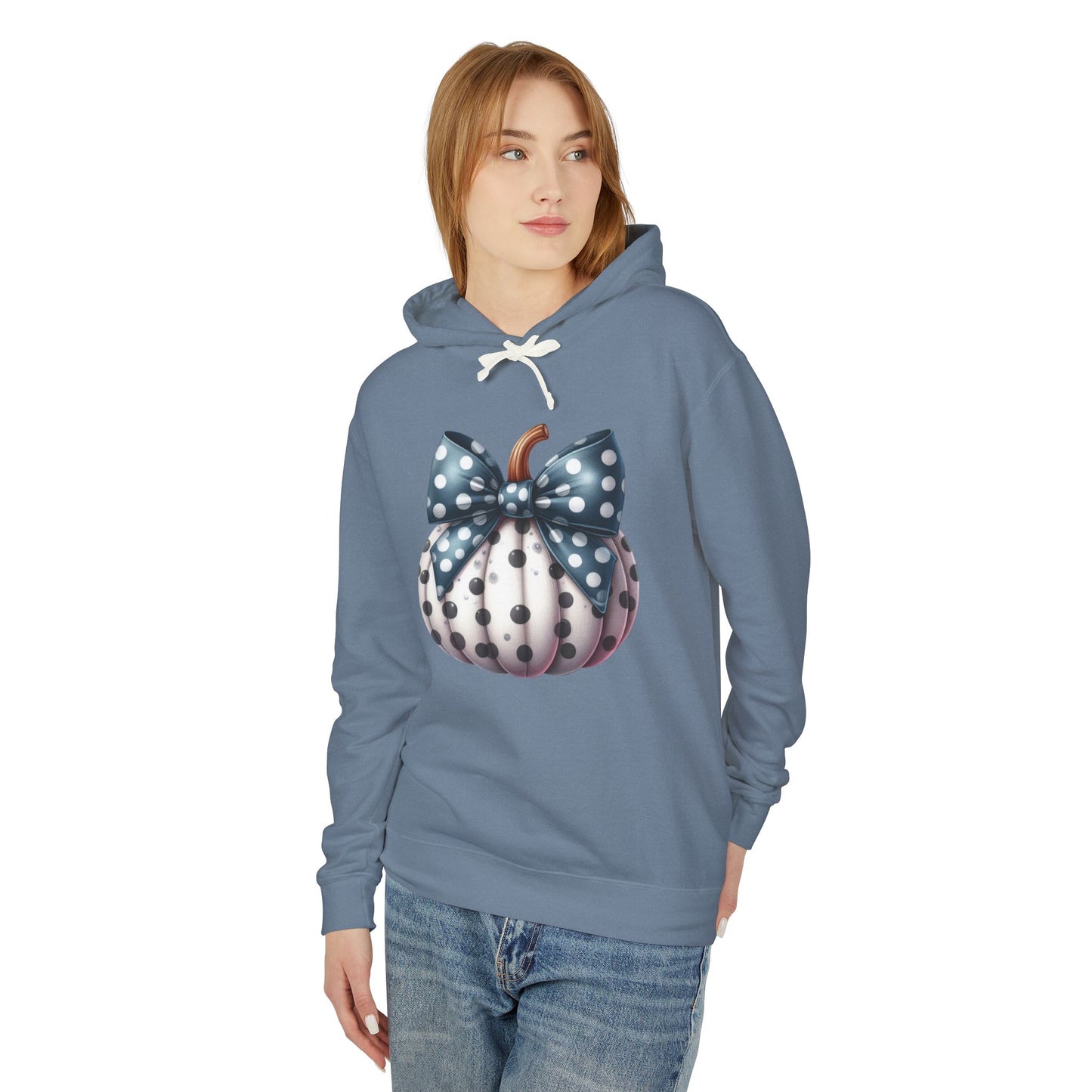 Polka Dot Pumpkin Charm Lightweight Hooded Sweatshirt