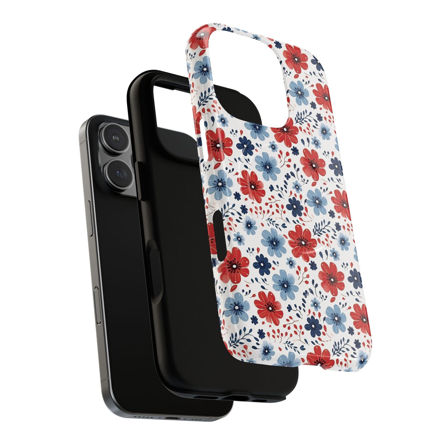 Patriotic Floral Dreams Tough Magnetic iPhone Cases, Durable, Stylish, Gift for Her, Protective Phone Cover, Spring Floral Design
