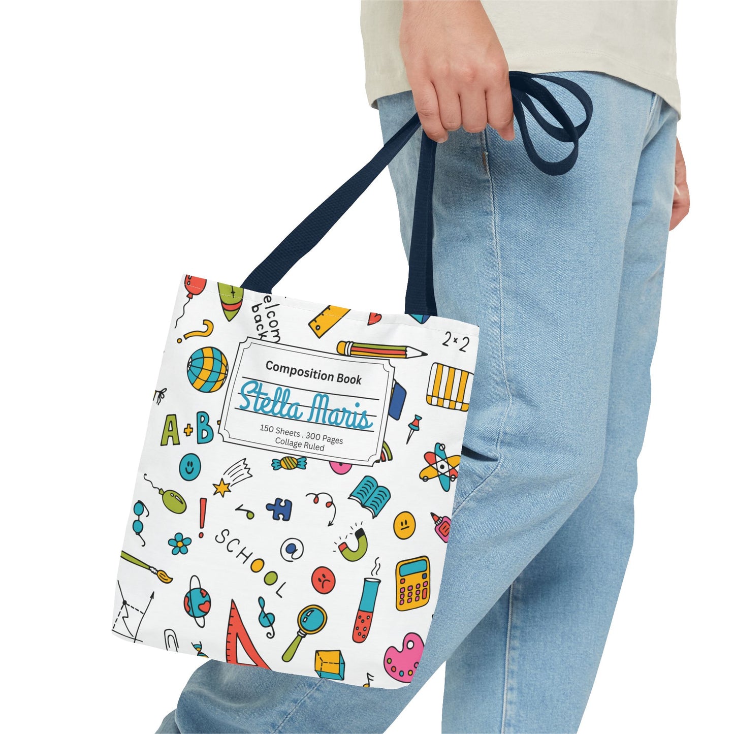 Personalized Classroom Couture Composition Book Inspired Tote Bag, Back to School Tote, Teacher Gift, Kids Bag, Custom Name Bag, Educational Accessories, Back to School Tote Bag.