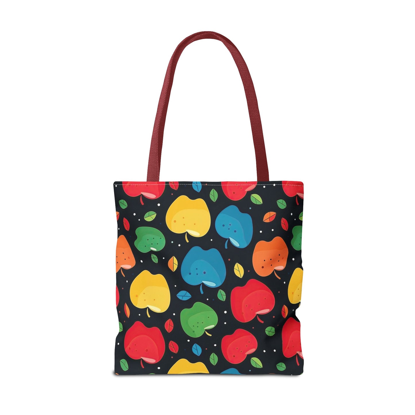 All-Over Apple Print Personalized Tote Bag — Durable Everyday Carry (3 Sizes, 5 Handle Colors)
