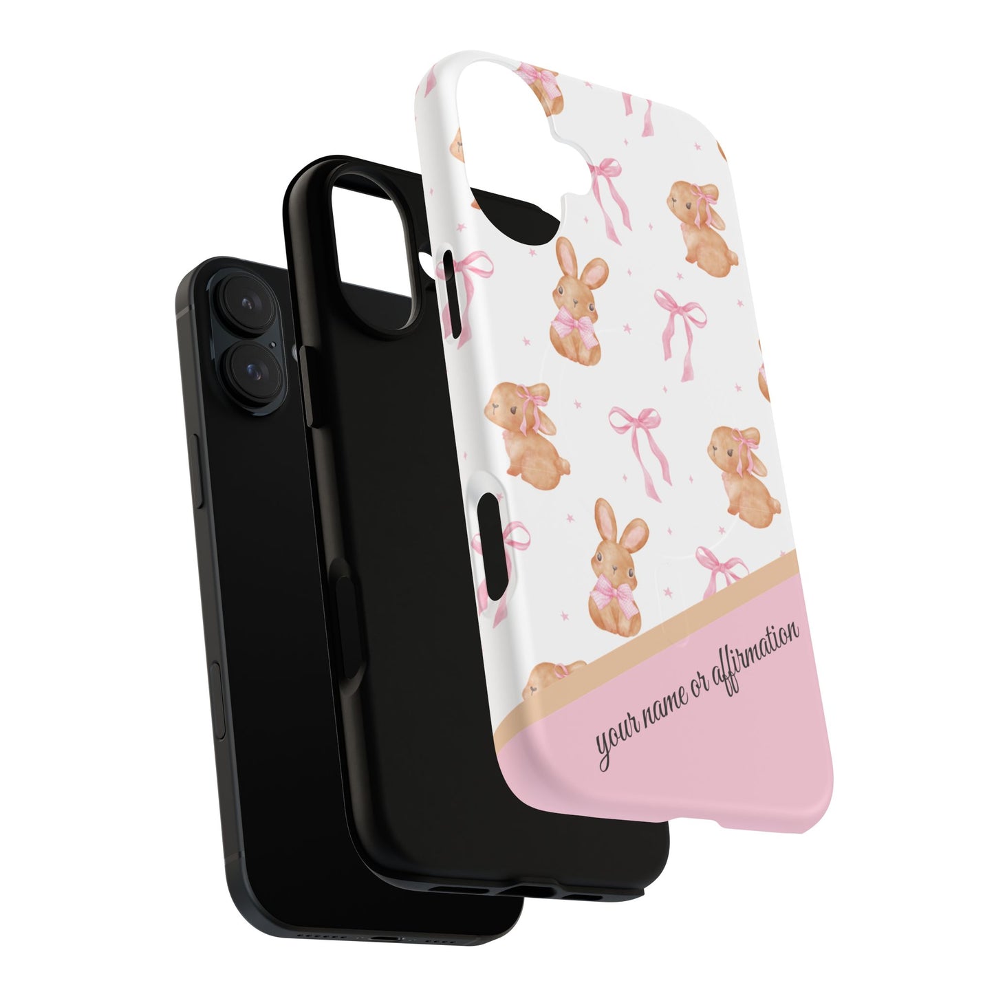 Personalized Bunny iPhone Case - Cute Animal Design, Tough MagSafe® Magnetic Case, Easter Gift, Spring Aesthetic, Kids Accessories
