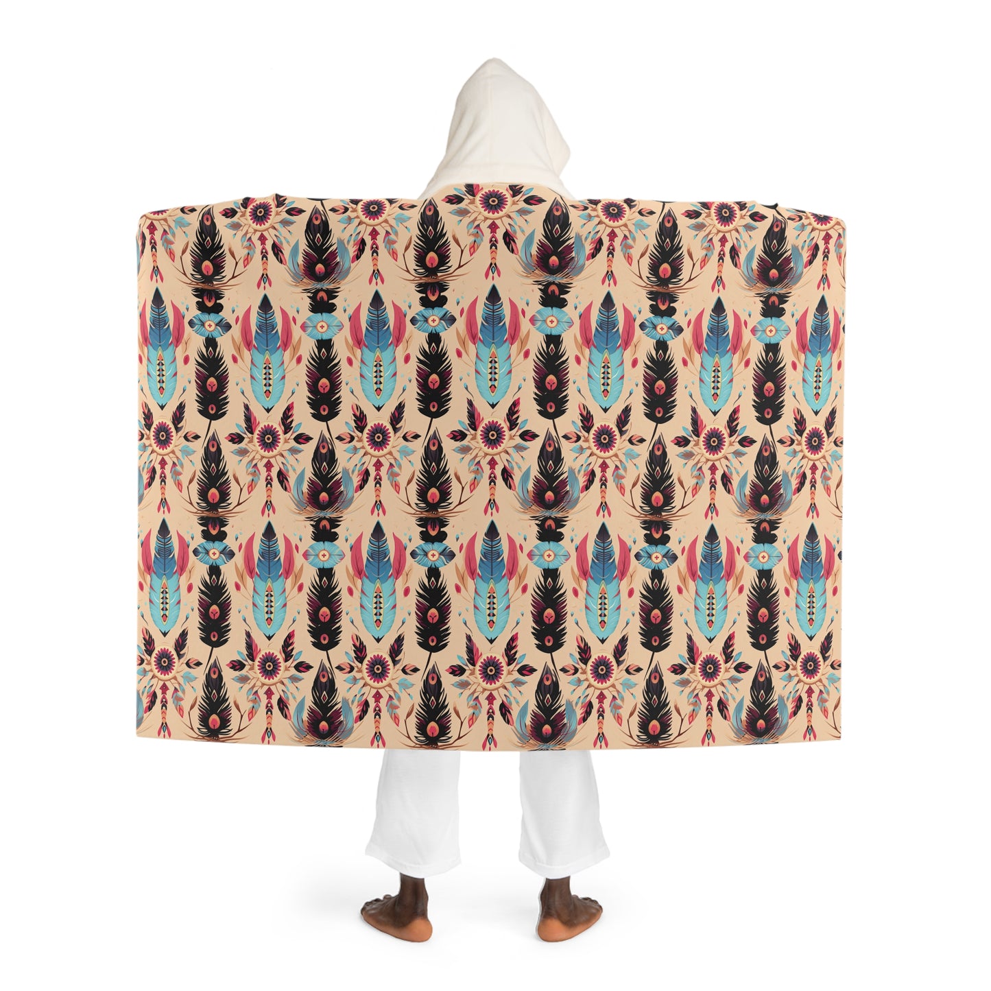 Aztec  Hooded Sherpa Fleece Blanket