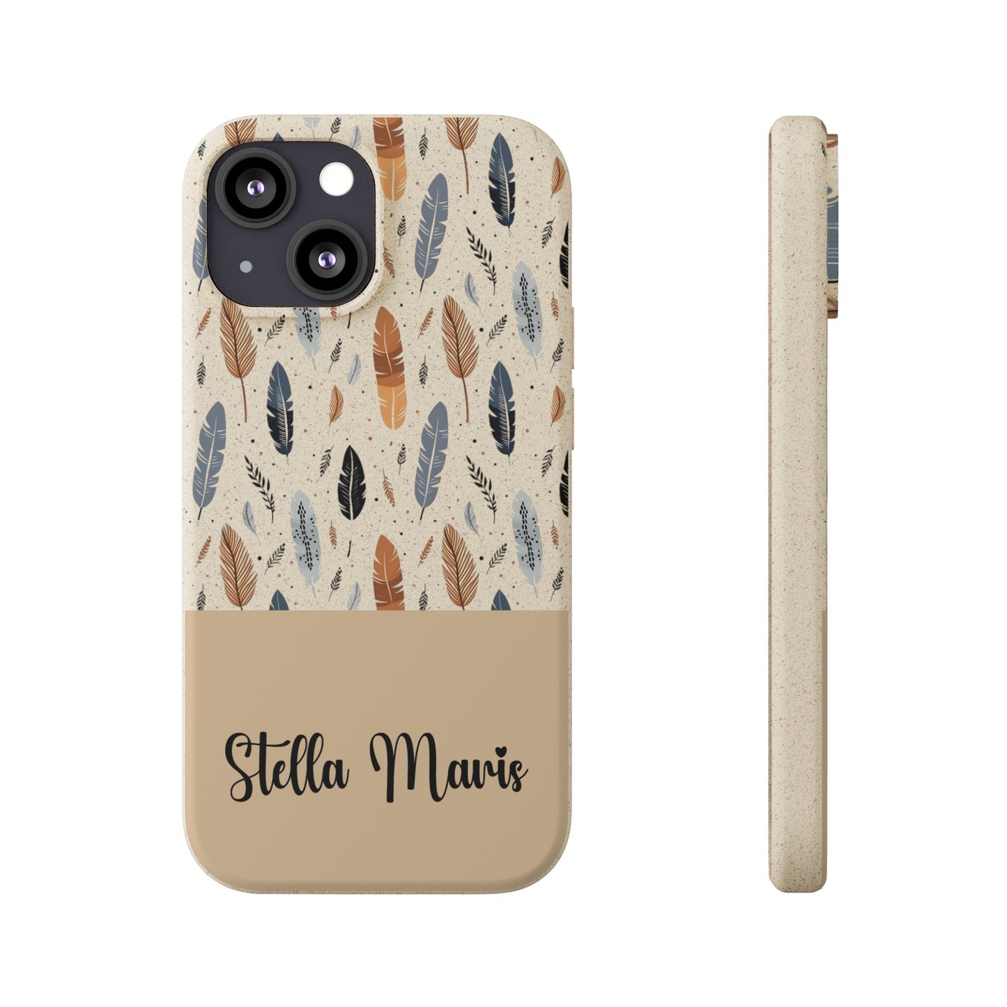 Personalized Whispering Feathers Samsung Biodegradable Case, Custom Name Case.