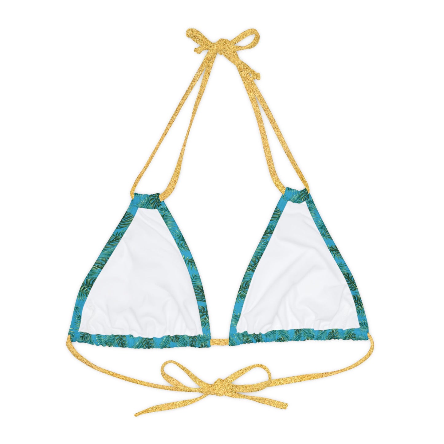 Turquoise Tropical Bliss Strappy Triangle Bikini Top (AOP)- (PY)