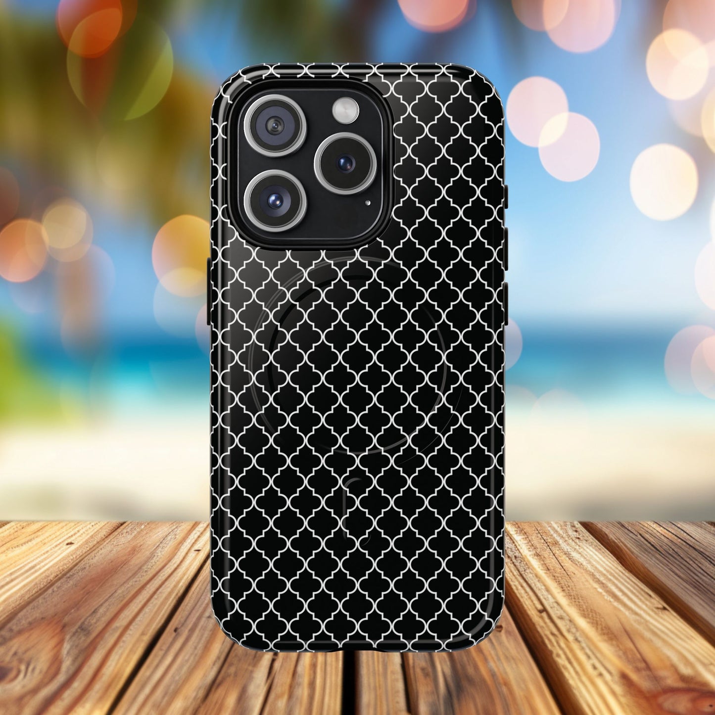Noir Mosaic Tough iPhone Magnetic Case, Geometric Patterned Case, Durable iPhone Cover, Unique Tech Accessories, Perfect Gift for Him/Her