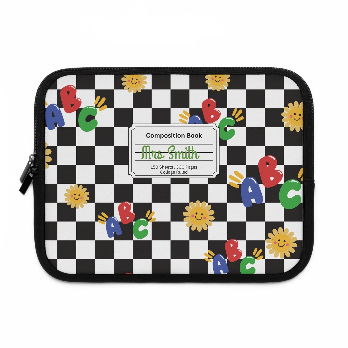 Personalized Schoolyard Chic Laptop Sleeve with Composition Book Inspired Design, Customizable Tech Case, School Supplies, Gift for Students, College Essentials, Back to School