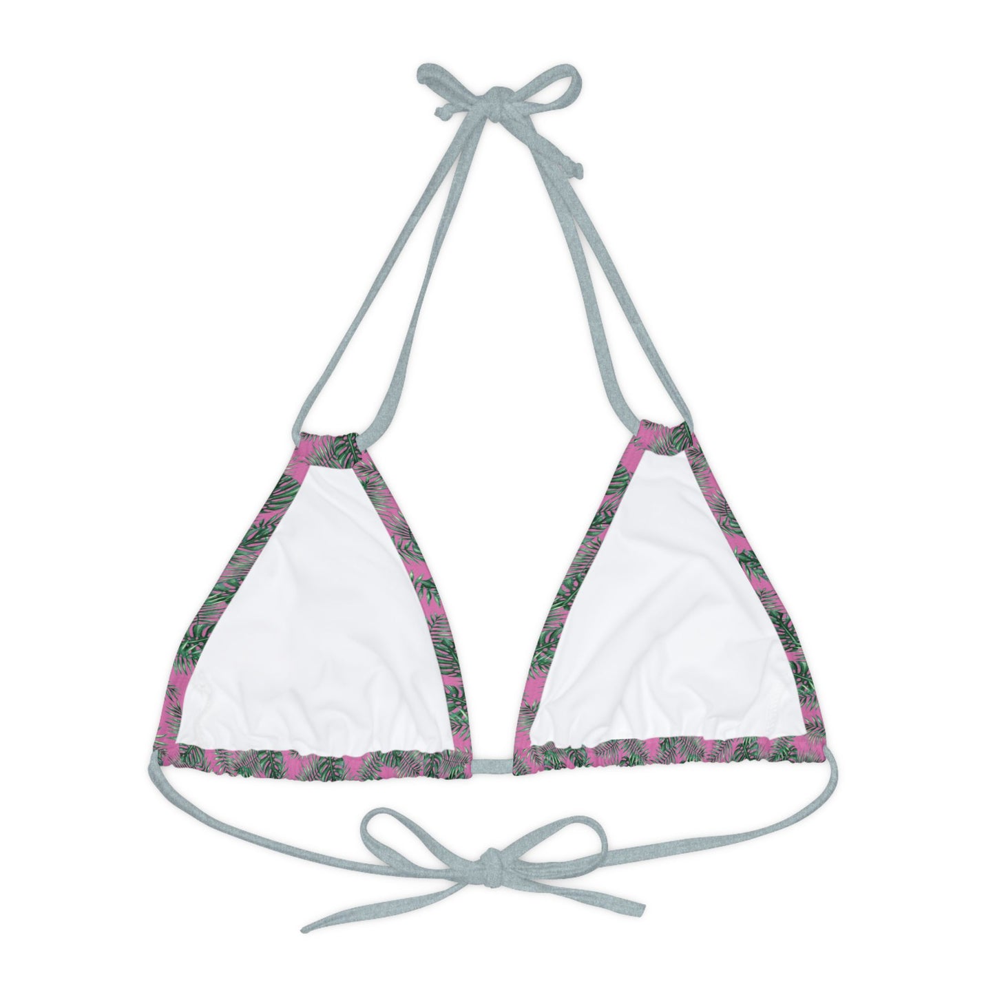 Pink Tropical Bliss Strappy Triangle Bikini Top (AOP)- (PY)