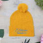 Pom-Pom Knit Cap with 'ELOHIM, GENESIS 1:1'  Embroidery Beanie - Stylish Winter Accessory for All Ages, Perfect Gift for Birthdays, Holidays, and Outdoor Activities