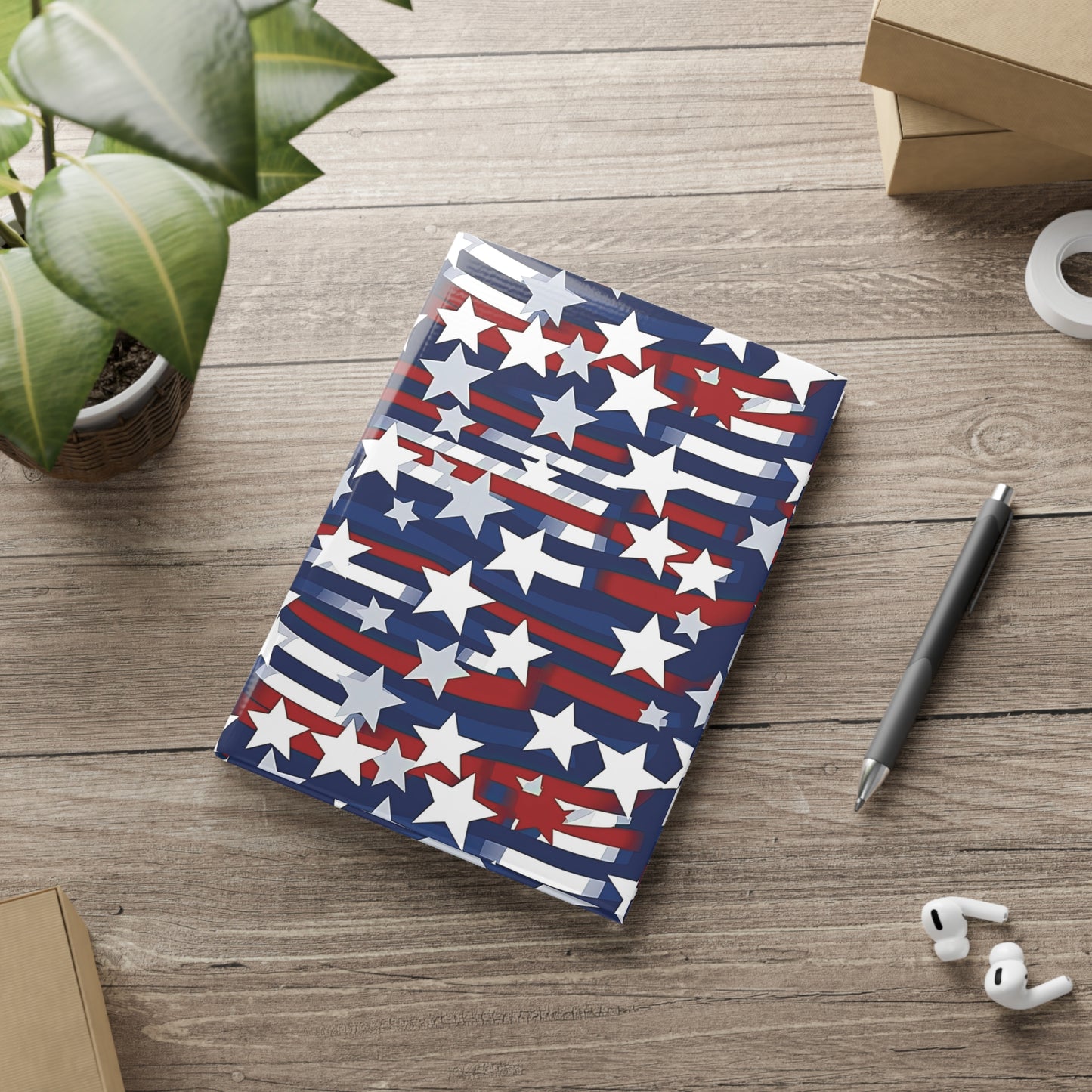 Patriotic Waves Hardcover Notebook with Puffy Covers