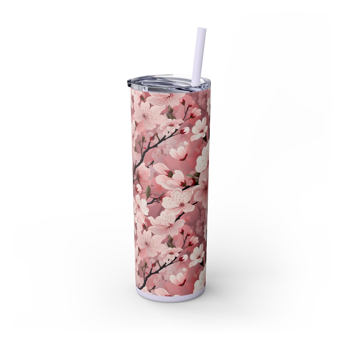 Cherry Blossom Skinny Tumbler with Straw - 20oz Floral Drinkware