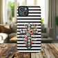 Grace in Bloom Tough Magnetic iPhone Case with Floral Cross Design, Boho iPhone Cover, Striped iPhone Case, Unique Religious Gift, Trendy Cell iPhone Accessory.