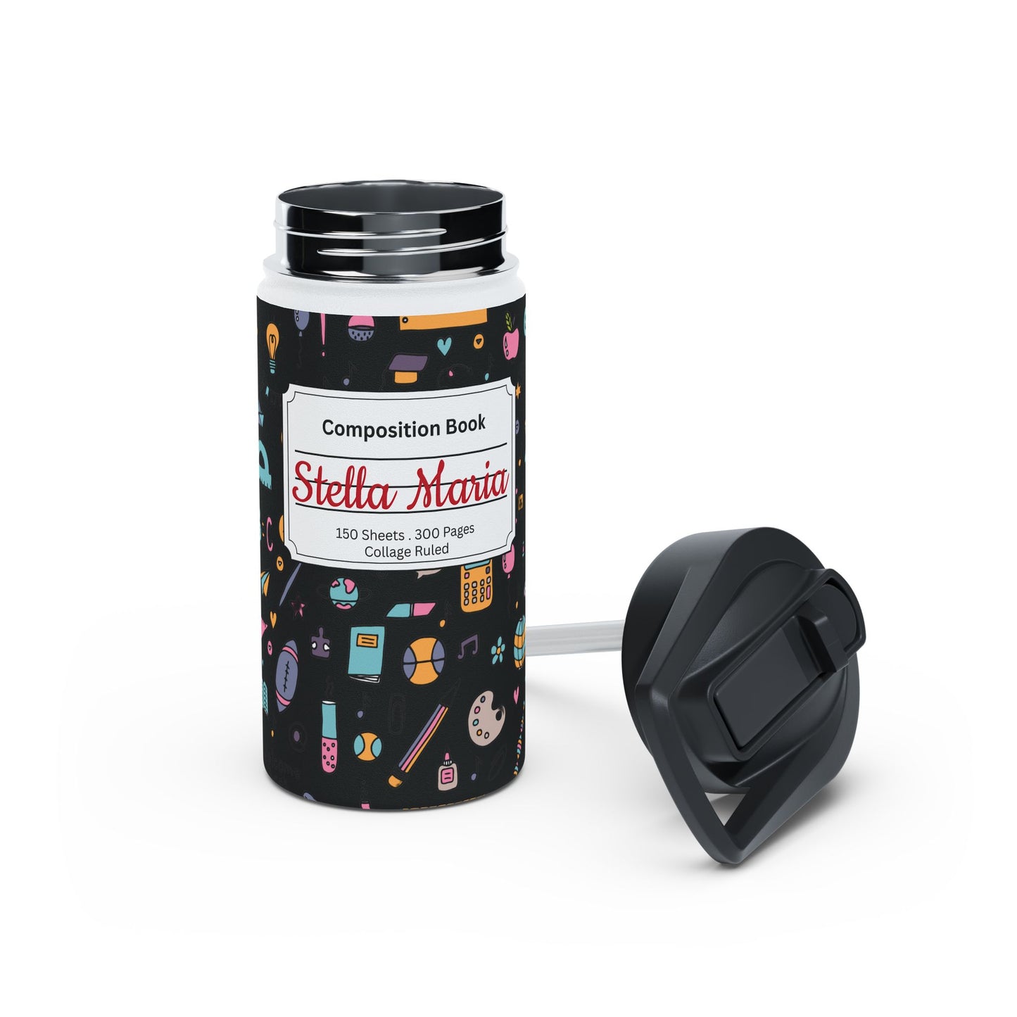 Personalized Chalkboard Chic Inspired Stainless Steel Water Bottle for Kids, School Supplies, Eco-Friendly Drinkware, Back to School, Teacher Gifts