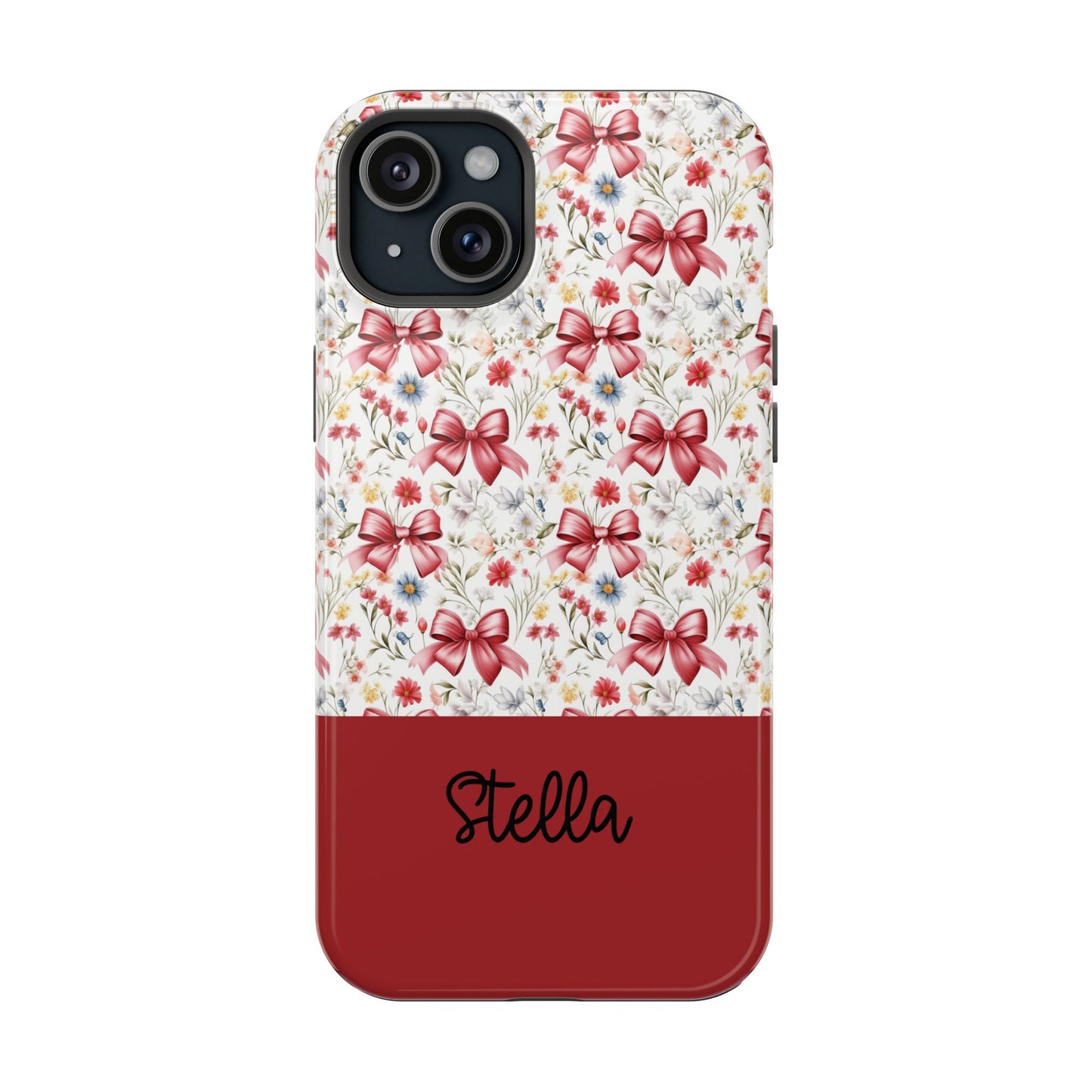 Personalized Rosette Coquette Floral Bow iPhone and Samsung Impact-Resistant Case — Custom Name Case