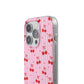 Personalized Cherry Blossom Dreams Flexi Case — Pink Retro Cherry iPhone® 7/8, 11, 12, 13, 14, 15, 16, 17, X/XS, SE, XR, Mini, Pro, Pro Max, Plus Cases.
