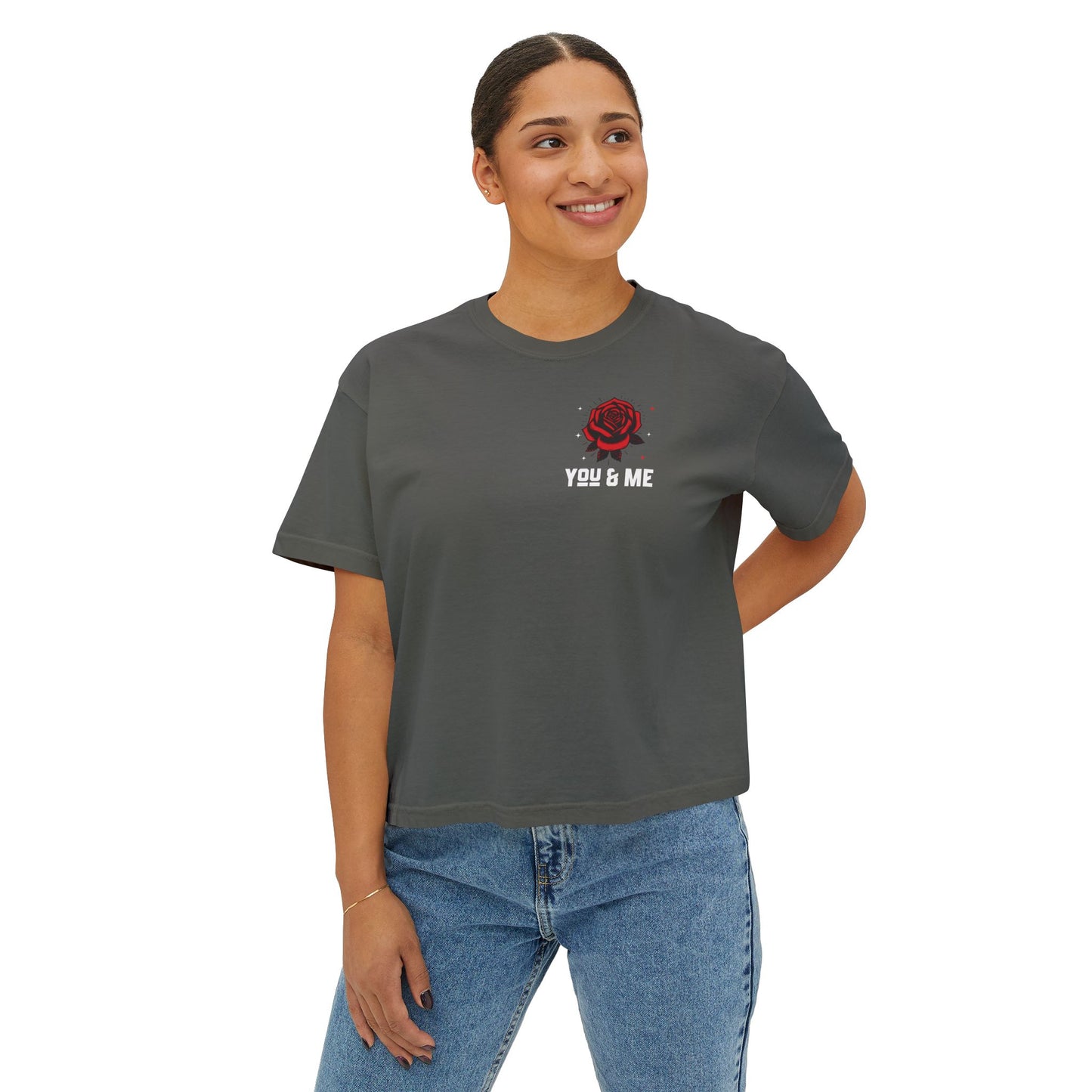 You and Me Valentine Women's Comfort Colors Boxy Tee