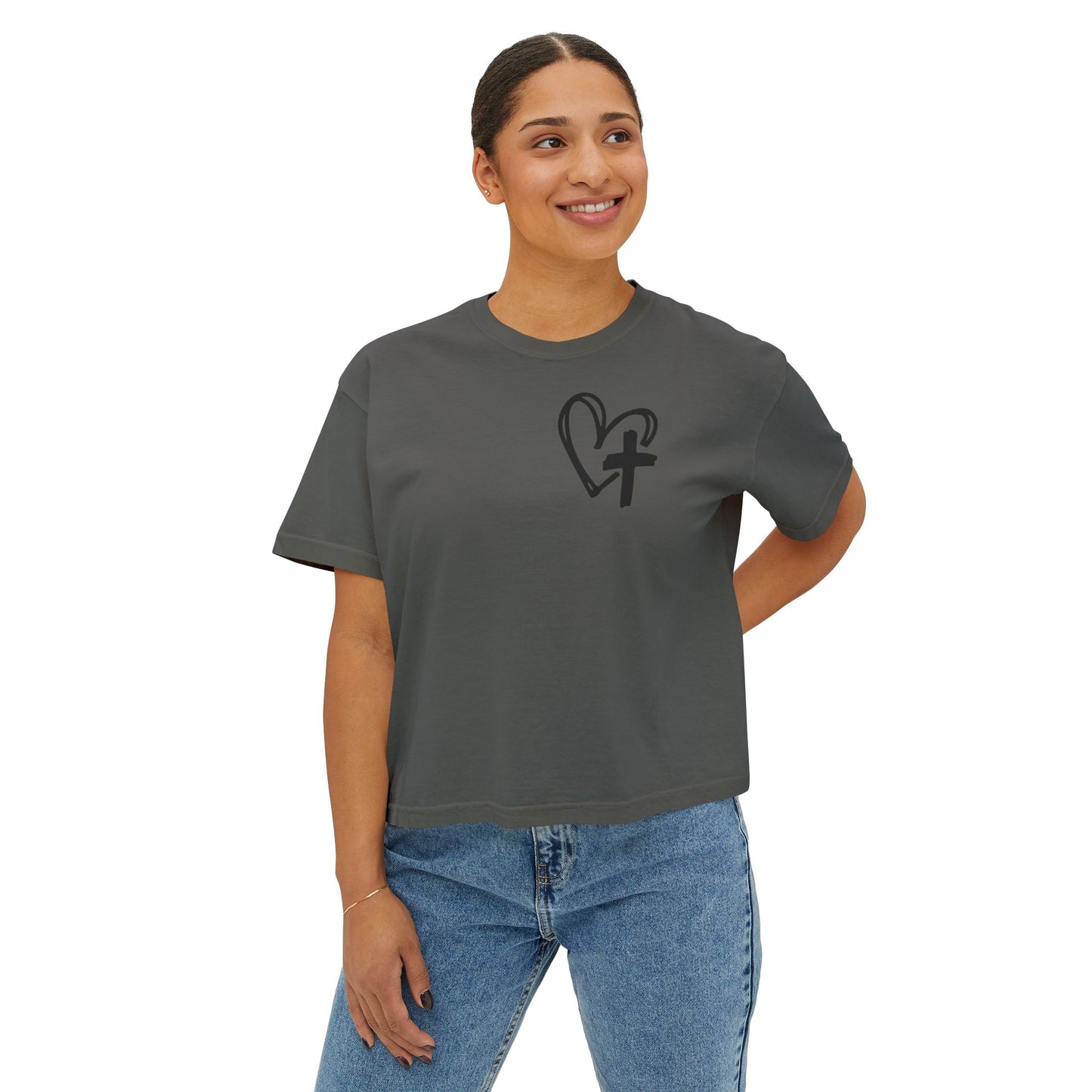 Faith and Floral Cross Women's Comfort Colors Boxy Tee
