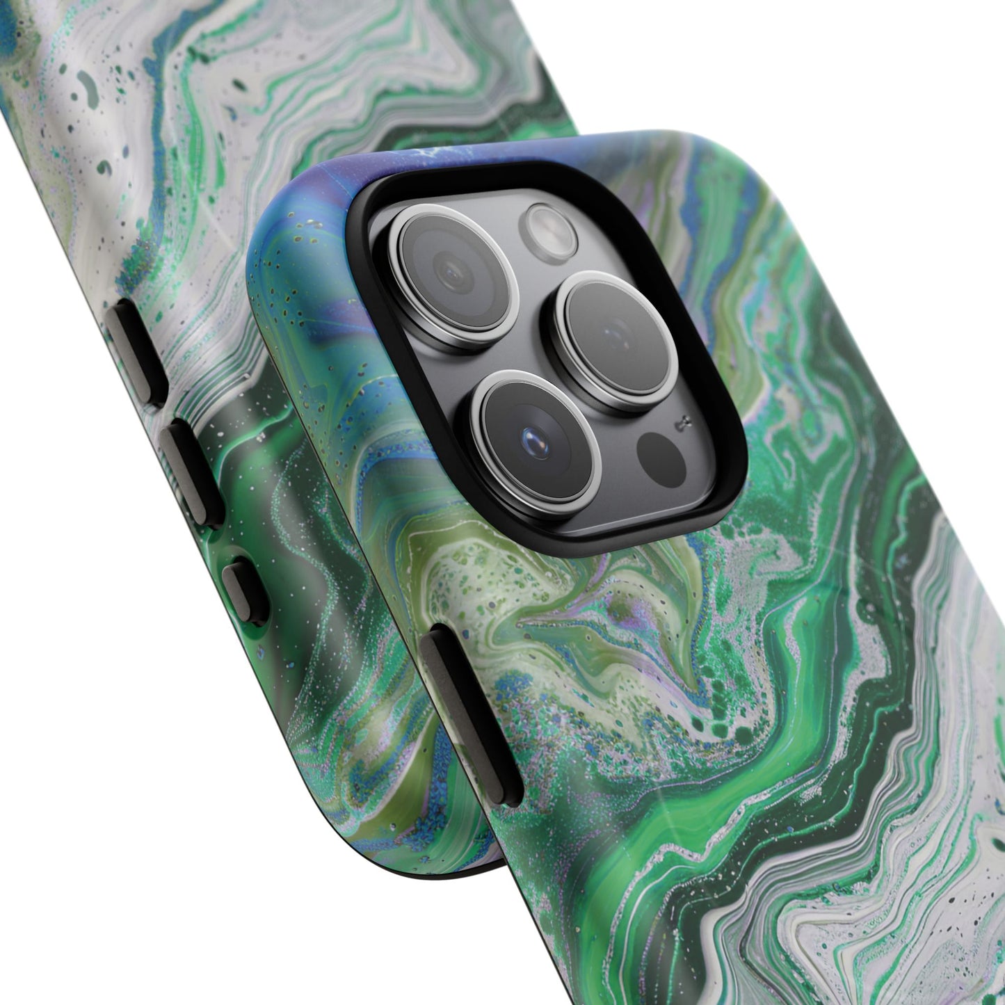 Marbled Tough iPhone Case, Magnetic Protector, Stylish Tech Accessory, Durable iPhone Cover, Unique Gift Idea